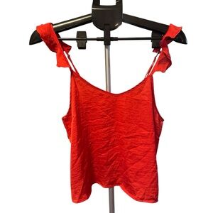 H&M Red Ruffle Strap Tank Top Size Small